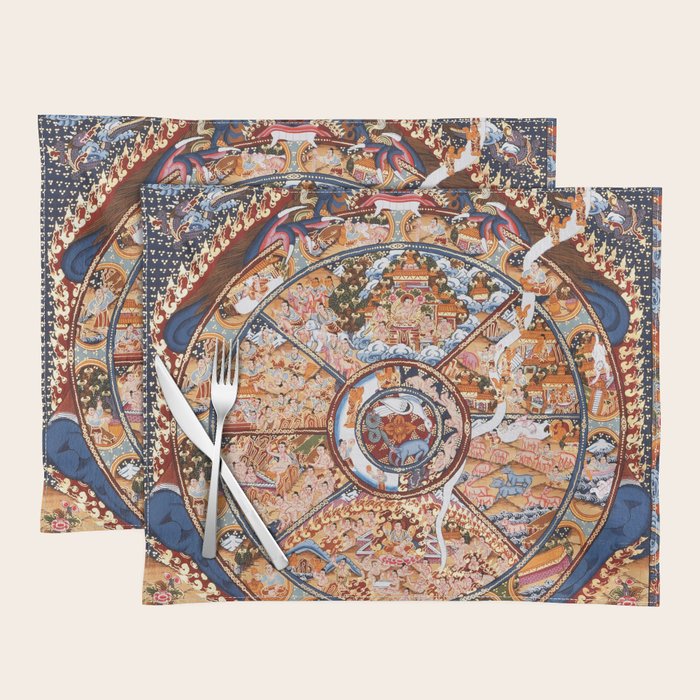 Tibetan Buddhist Samsara Dharma Wheel Placemat Gallery Image 1