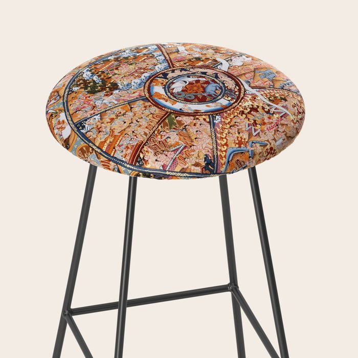 Tibetan Buddhist Samsara Dharma Wheel Stool Gallery Image 2