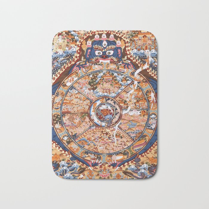 Tibetan Buddhist Samsara Dharma Wheel Bath Mat Gallery Image 1