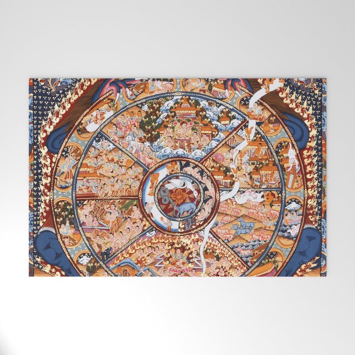 Tibetan Buddhist Samsara Dharma Wheel Welcome Mat Gallery Image 1