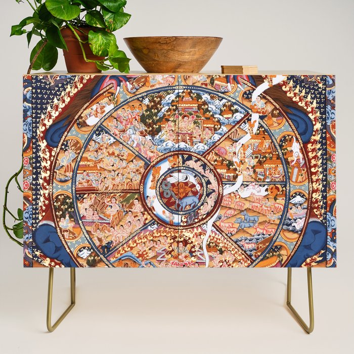 Tibetan Buddhist Samsara Dharma Wheel Credenza Gallery Image 1