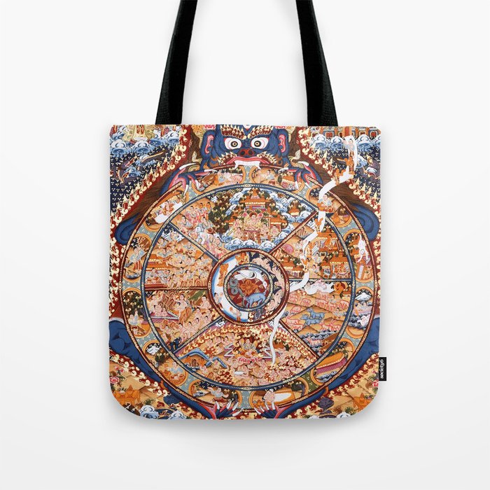 Tibetan Buddhist Samsara Dharma Wheel Tote Bag Gallery Image 1