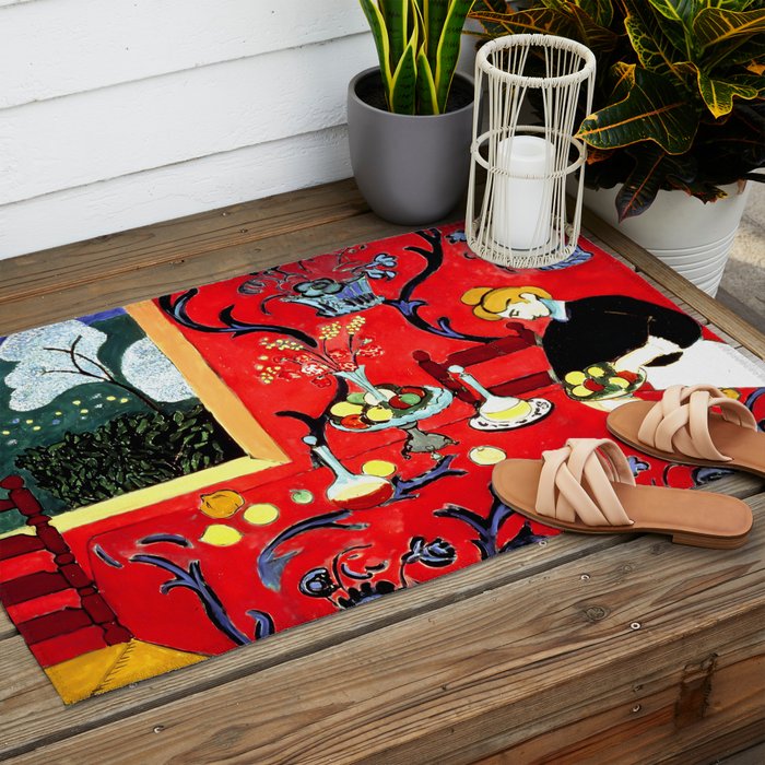 Matisse - The Dessert, Harmony in Red, 1908 Artwork Outdoor Rug Gallery Image 2
