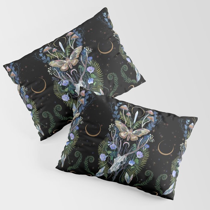 Deer Skull Crystals Garden Pillow Sham Gallery Image 3