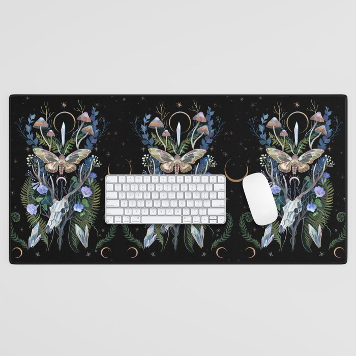 Deer Skull Crystals Garden Desk Mat Gallery Image 1