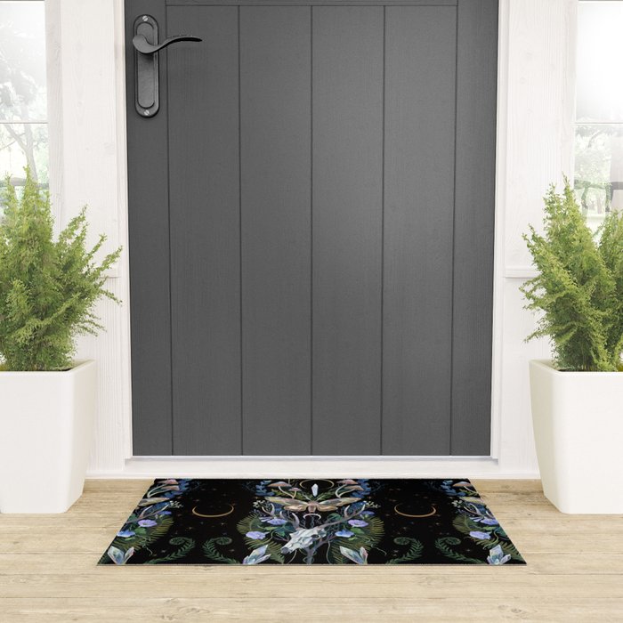 Deer Skull Crystals Garden Welcome Mat Gallery Image 3