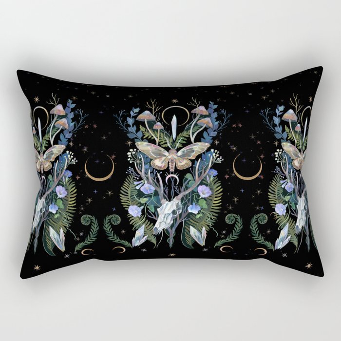 Deer Skull Crystals Garden Rectangular Pillow Gallery Image 1