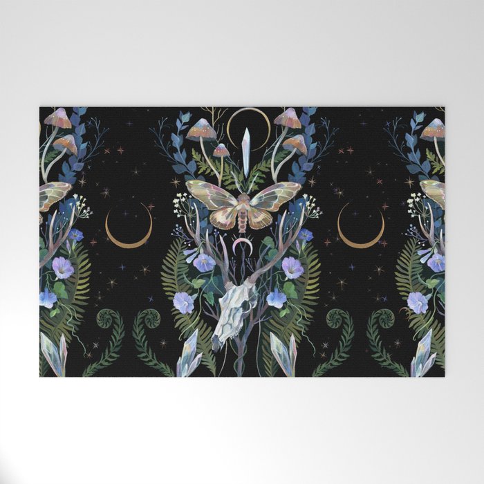 Deer Skull Crystals Garden Welcome Mat Gallery Image 1