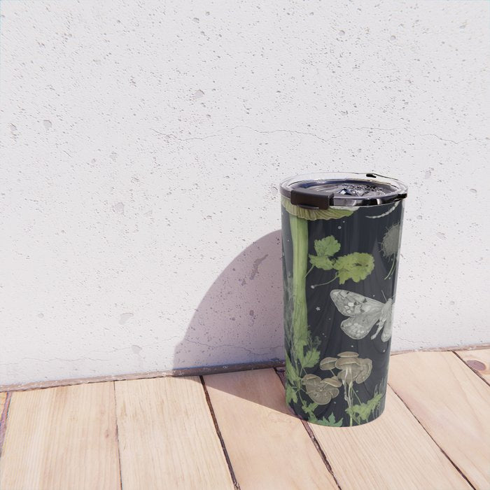 Mystery Night Garden with Moths Mushrooms and Hemlock Travel Mug Gallery Image 4