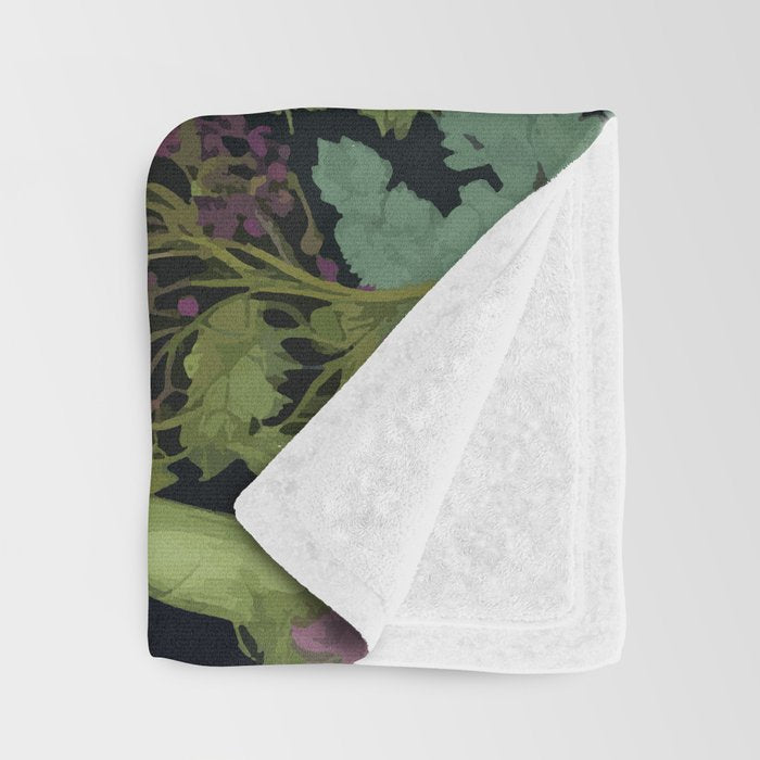 Mystery Night Garden with Moths Mushrooms and Hemlock Throw Blanket Gallery Image 3