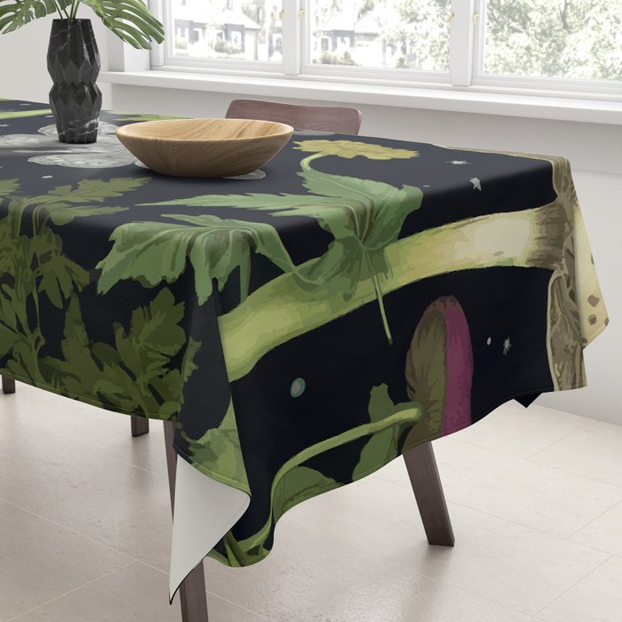 Mystery Night Garden with Moths Mushrooms and Hemlock Tablecloth Gallery Image 3