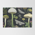 Mystery Night Garden with Moths Mushrooms and Hemlock Rug Gallery Image 2