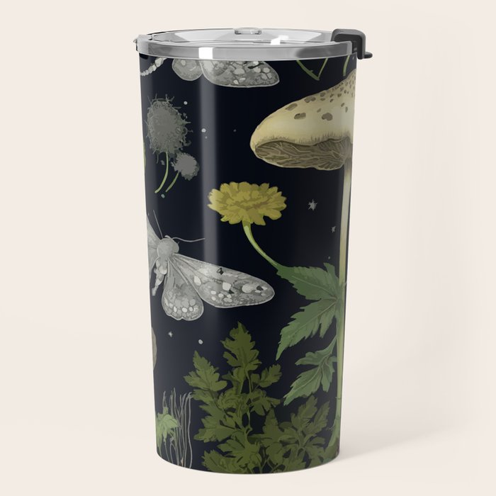 Mystery Night Garden with Moths Mushrooms and Hemlock Travel Mug Gallery Image 2