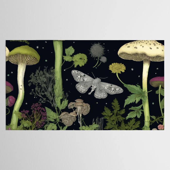 Mystery Night Garden with Moths Mushrooms and Hemlock Tablecloth Gallery Image 2