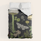 Mystery Night Garden with Moths Mushrooms and Hemlock Duvet Cover Gallery Image 6