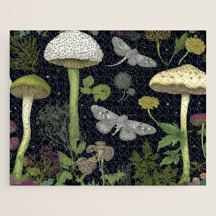 Mystery Night Garden with Moths Mushrooms and Hemlock Jigsaw Puzzle Gallery Image 1