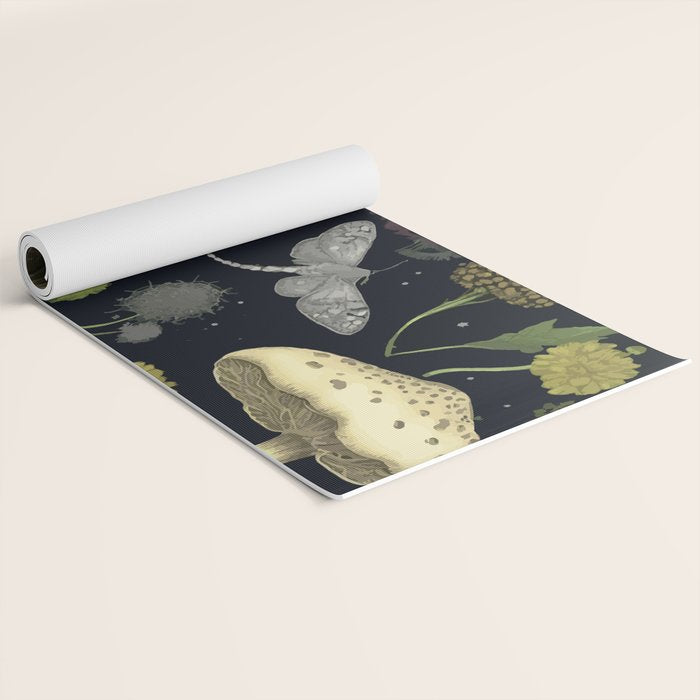 Mystery Night Garden with Moths Mushrooms and Hemlock Yoga Mat Gallery Image 2