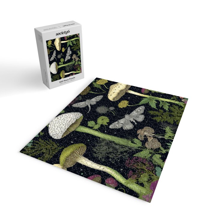 Mystery Night Garden with Moths Mushrooms and Hemlock Jigsaw Puzzle Gallery Image 2