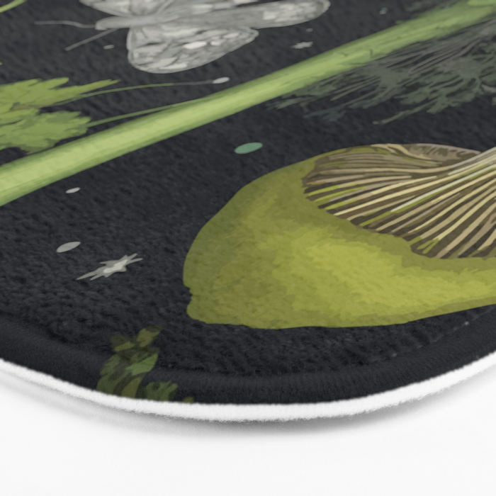 Mystery Night Garden with Moths Mushrooms and Hemlock Bath Mat Gallery Image 3