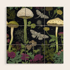 Mystery Night Garden with Moths Mushrooms and Hemlock Wood Wall Art Gallery Image 1