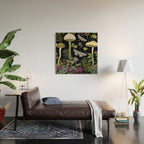 Mystery Night Garden with Moths Mushrooms and Hemlock Wood Wall Art Gallery Image 2