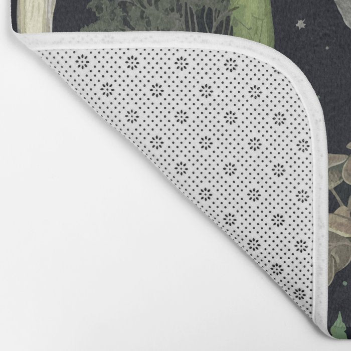 Mystery Night Garden with Moths Mushrooms and Hemlock Bath Mat Gallery Image 2