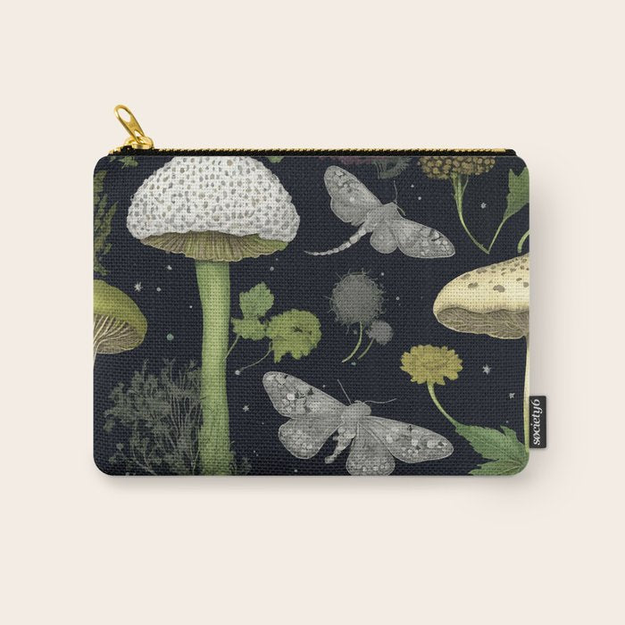 Mystery Night Garden with Moths Mushrooms and Hemlock Carry All Pouch Gallery Image 1