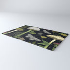 Mystery Night Garden with Moths Mushrooms and Hemlock Rug Gallery Image 3