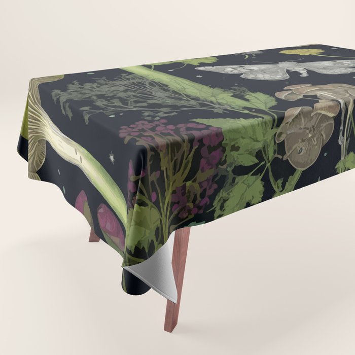 Mystery Night Garden with Moths Mushrooms and Hemlock Tablecloth Gallery Image 1