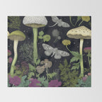 Mystery Night Garden with Moths Mushrooms and Hemlock Throw Blanket Gallery Image 2