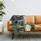 Mystery Night Garden with Moths Mushrooms and Hemlock Throw Blanket Gallery Image 1