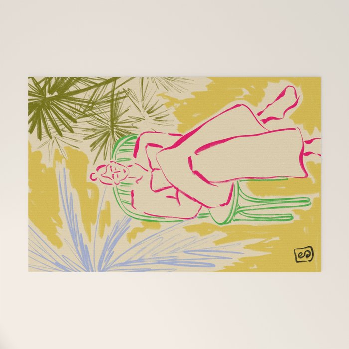 READING AMONG PALM TREES Welcome Mat Gallery Image 1
