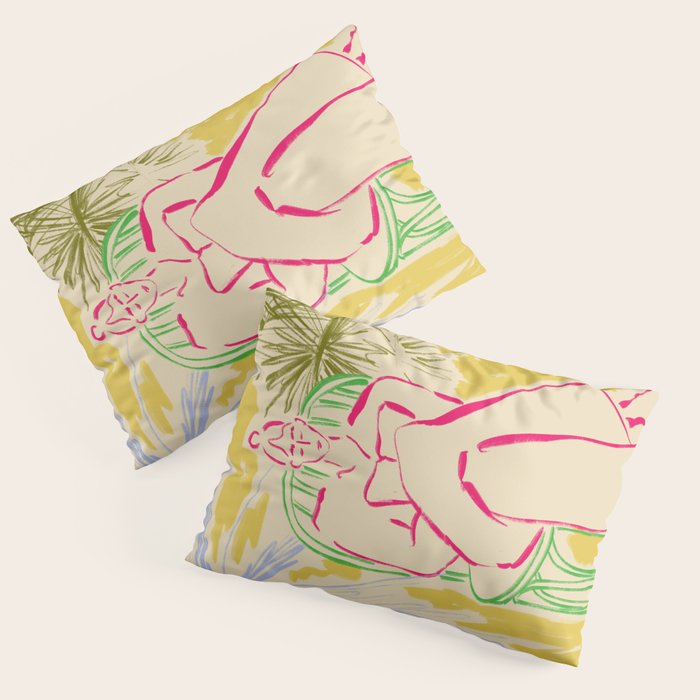 READING AMONG PALM TREES Pillow Sham Gallery Image 1