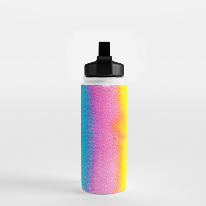 Rainbow, Watercolor Painting Abstract Colorful Fun, Urban Eclectic Contemporary Party Bohemian Water Bottle Gallery Image 2
