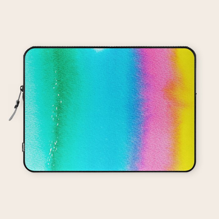 Rainbow, Watercolor Painting Abstract Colorful Fun, Urban Eclectic Contemporary Party Bohemian Laptop Sleeve Gallery Image 1