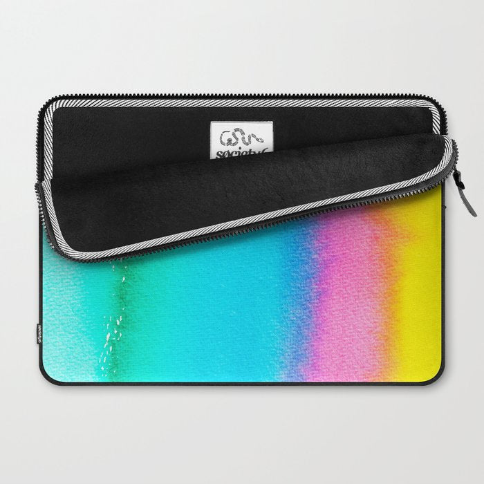 Rainbow, Watercolor Painting Abstract Colorful Fun, Urban Eclectic Contemporary Party Bohemian Laptop Sleeve Gallery Image 2
