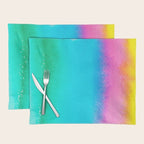 Rainbow, Watercolor Painting Abstract Colorful Fun, Urban Eclectic Contemporary Party Bohemian Placemat Gallery Image 1