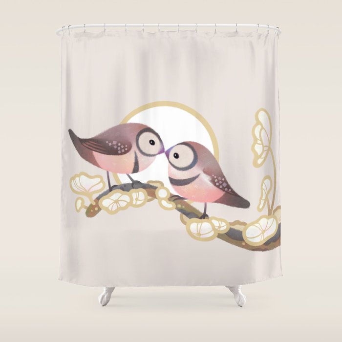 Owl finch Shower Curtain Gallery Image 1