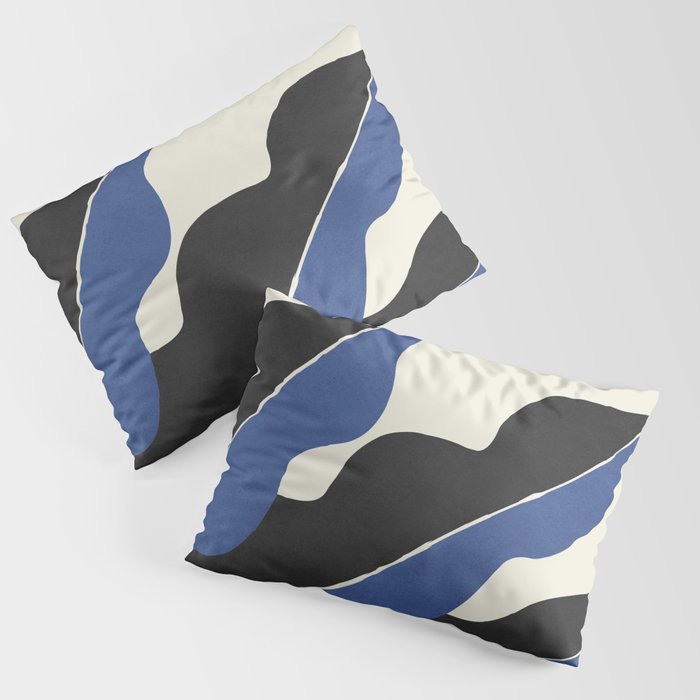 Color Block Abstract Leaf - Blue Black  Pillow Sham Gallery Image 3