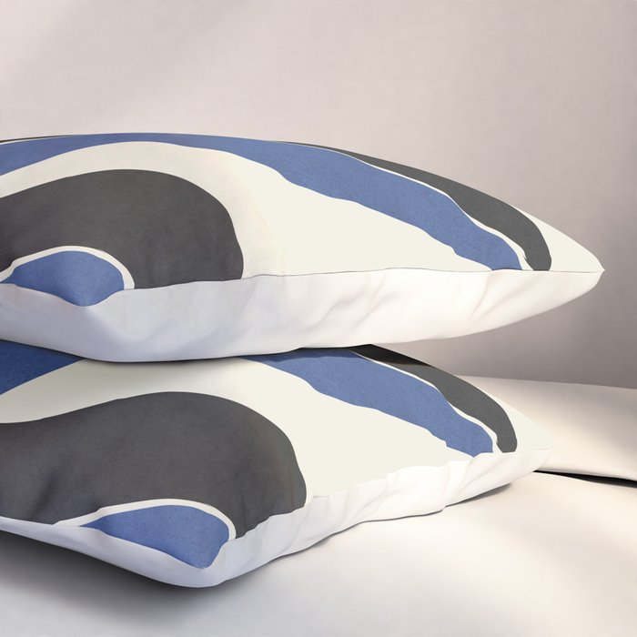 Color Block Abstract Leaf - Blue Black  Pillow Sham Gallery Image 3