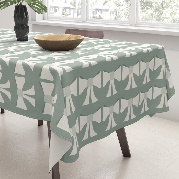 Vintage Bows XIV Green Sage Tablecloth Gallery Image 3