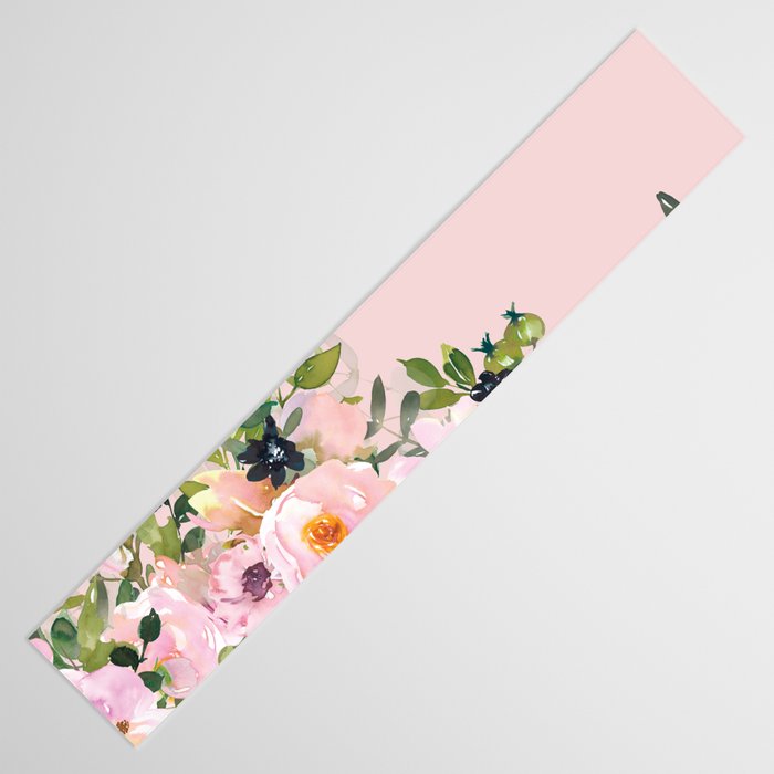 Boho, Vintage, Floral Watercolor, Pink Roses Table Runner Gallery Image 3