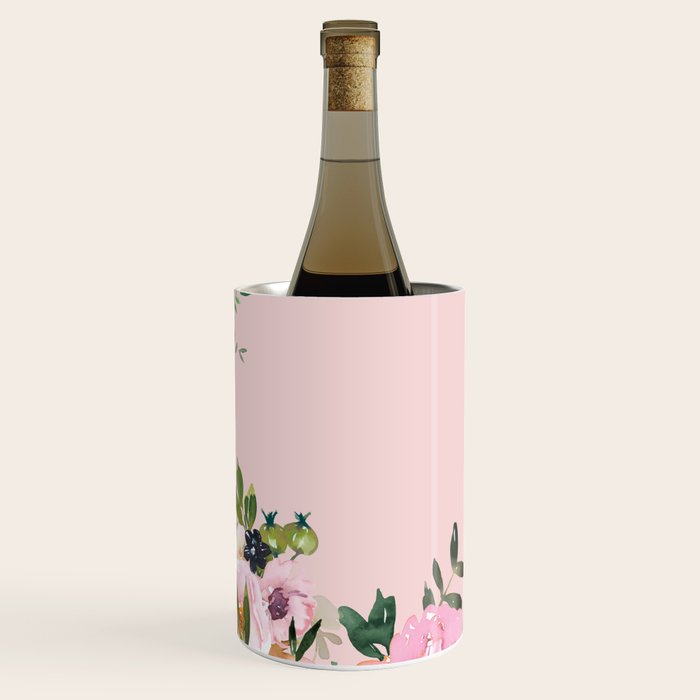 Boho, Vintage, Floral Watercolor, Pink Roses Wine Chiller Gallery Image 3