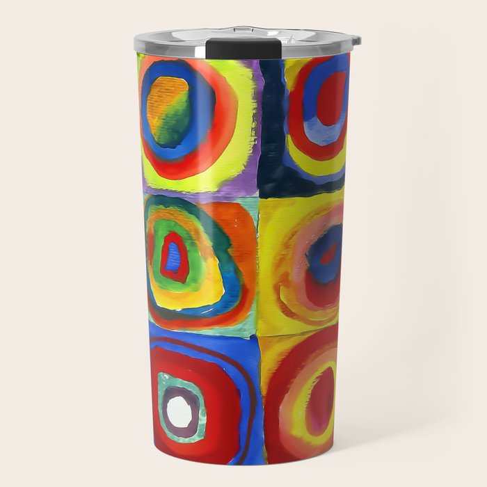 Kandinsky, Farbstudie - Quadrate und konzentrische Ringe, Color Study. Squares with Concentric Circles 1913 Travel Mug Gallery Image 1
