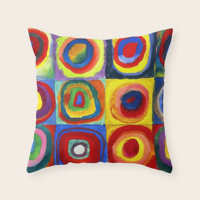 Kandinsky, Farbstudie - Quadrate und konzentrische Ringe, Color Study. Squares with Concentric Circles 1913 Throw Pillow Gallery Image 6