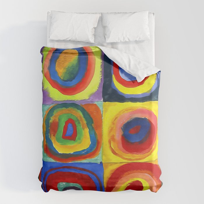 Kandinsky, Farbstudie - Quadrate und konzentrische Ringe, Color Study. Squares with Concentric Circles 1913 Duvet Cover Gallery Image 1