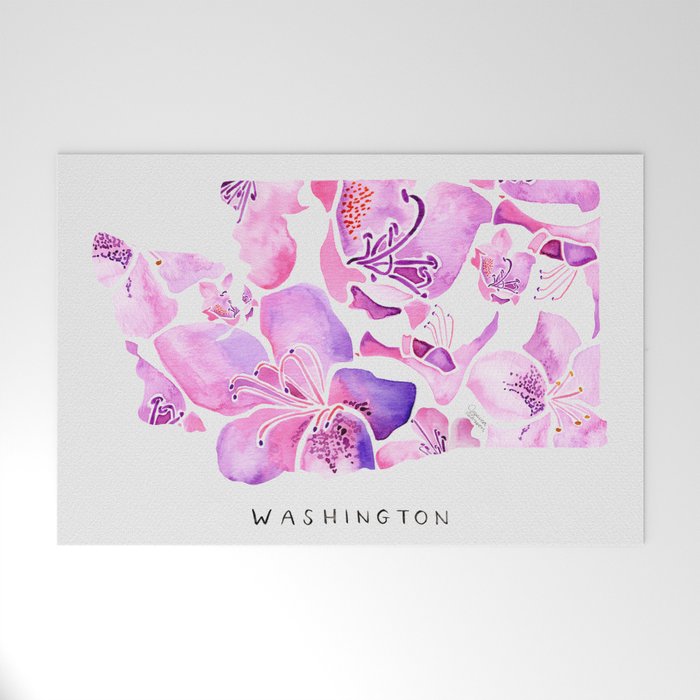 Washington State Rhododendron Welcome Mat Gallery Image 1