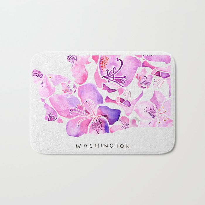Washington State Rhododendron Bath Mat Gallery Image 1