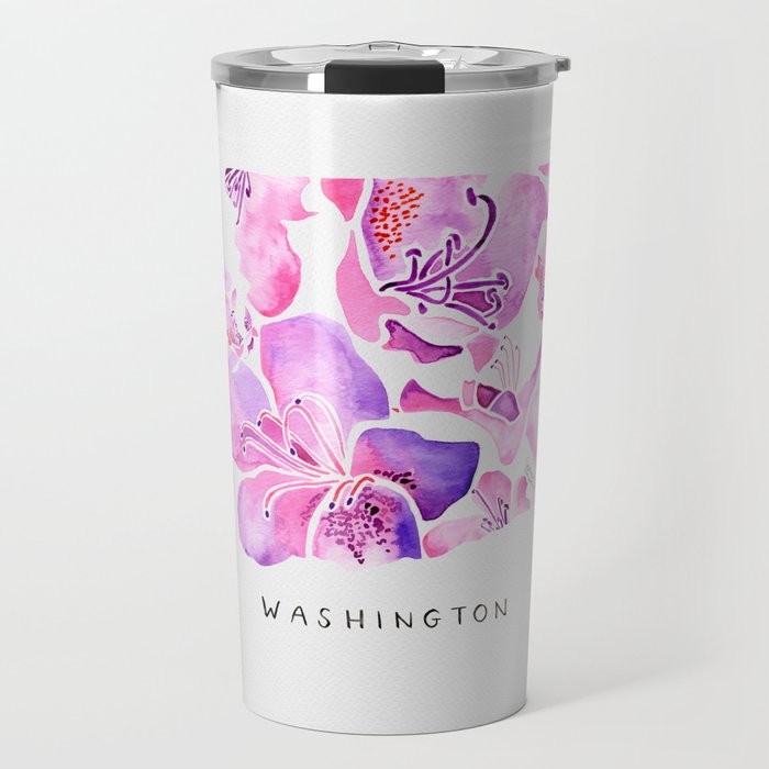 Washington State Rhododendron Travel Mug Gallery Image 1