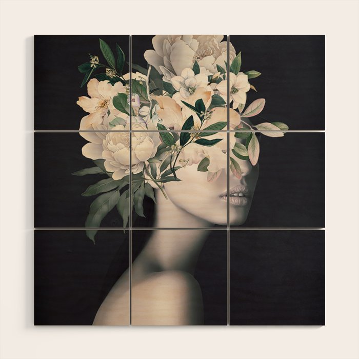 WOMAN WITH FLOWERS 23 Wood Wall Art Gallery Image 1